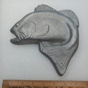 1 Vintage Aluminum Bass Fishing Statue Medallion – Solid Display – Memorabilia