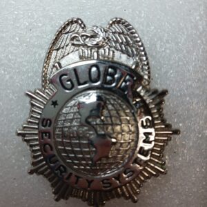 Vintage Globe Security Systems Metal Badge Pin – Pendant Collectible