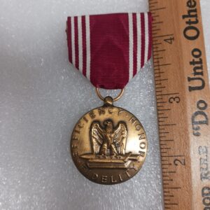 1 Vintage Antique WWII US Army Brass Medal Efficiency Honor Fidelity Pin Ribbon
