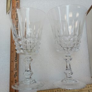 2 VTG W M Dalton Finely Blown 24% French Lead Crystal GOBLETS Verite Pattern Box