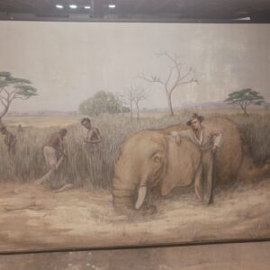 Monumental African Big Game Hunting Oil Painting 72x116 Elephant Safari Scene