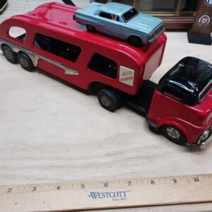 Vintage ATC Auto Transporter Tin Toy Truck – Friction-Powered – Made in Japan – Collectible 14" long