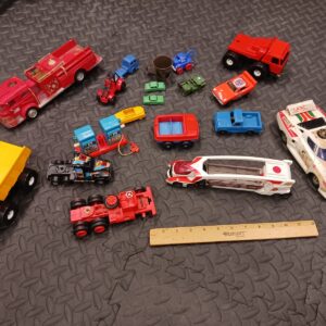 Vintage Toy Lot – Hess, Hot Wheels & Antique Toy Parts – Collectible Junk Drawer Lot