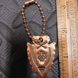 Vintage Copper Indian Arrowhead Keychain Old Antique Tribal Native American.