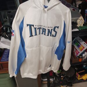 Tennessee Titans Vintage Reebok NFL Embroidered Spellout Logo Hoodie Blue L