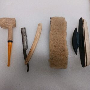 Vintage Junk Drawer Lot Straight Razor Pipe Nail Buffer Shoe Buffer Antique Lot