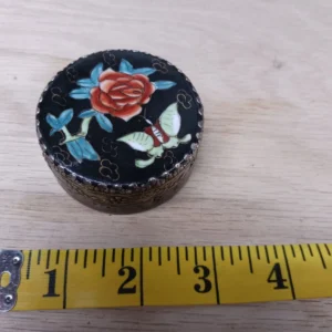 Vintage Pill Box Silver Makeup Box Rose Butterfly Old Antique Pill Box