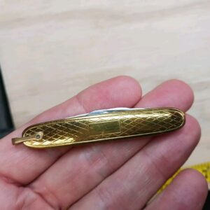 Vintage Anvil Gold Tone Pocket Watch Knife Folding Pocketknife Antique Nice