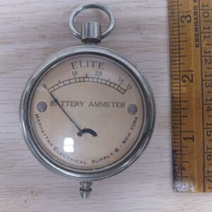 Vintage Elite Pocket Watch Style Battery Ammeter Manhattan Electrical New York 3" Clean