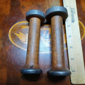 Antique Industrial Wood & Metal Textile Bobbin Spools PRIMITIVE Decor