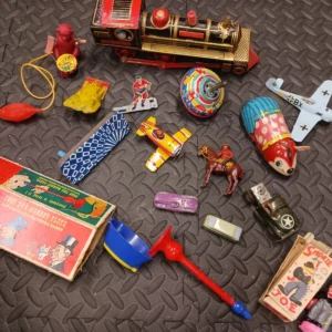 Vintage Tin Toy Lot Mixed Old Antique Toy And Toy Parts Lot