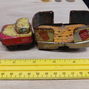 RARE Haji Tin Toy Oil Truck Royal Triton Tin Truck Oil Japan Tin Toy Lot Japan
