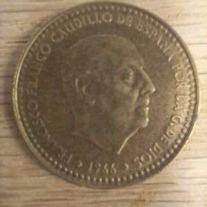 Vintage 1966 Spain 1 Peseta Coin – Francisco Franco Caudillo – Collectible