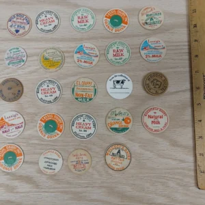 Vintage Antique Dairy Milk Bottle Cap Lot Rare Collectible Cardboard Advertising