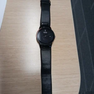 Citizen Eco-Drive Black Dial Watch Leather Band Heavy Quality Vintage Works