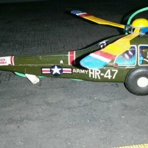 Vintage HR 47 Tin Battery-Operated Army Helicopter – 8" – Working, Collectible