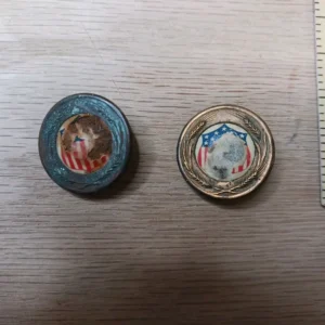 Vintage Whitehead And Hoag Doran Patent War Memorabilia Buttons With Flag Symbol