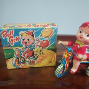 1 Vintage Tin Windup Suzuki Bell Cycle Boy Japan in Box 50s Tin Toy Lot