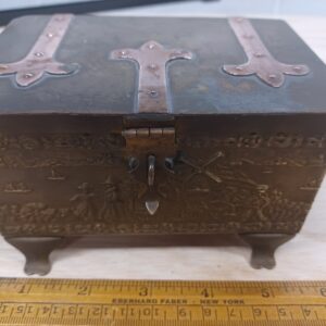 Vintage Chest Jewelry Box Brass Holland Germany Treaure Box Dutch Holland Style