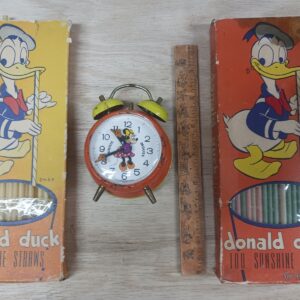 Vintage Mini Mouse Germany Windup Clock Donald Duck Straws Mickey Mouse Ruler...