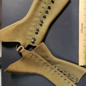 Vintage 1944 WWII U.S. Army Leggings Wellco Khaki Canvas Boot Covers Military