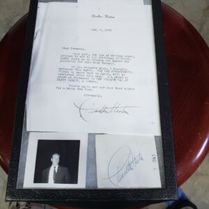 Vintage Charlton Heston Autograph Lot of 2 Photos + Letter in Case Signed Actor