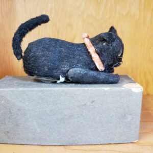 Vintage Tin Windup Black Cat Old Tin And Cloth Toy Japan Toy Lot in box toy