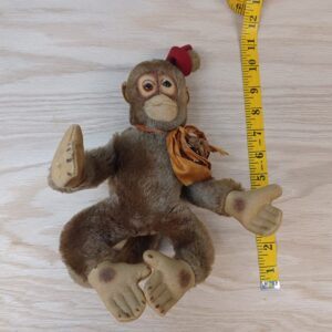 Vintage Stuffed Monkey Plush Toy 12” – Old Toy Doll, Steiff Style Collectible