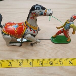 Vintage CK Tin Windup Toy Horse And Trainer Old Antique Tin Toy Japan Lot