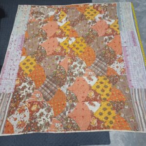 Vintage Handmade Patchwork Quilt Country Farmhouse Stitch Pattern Approx 72" Antique Style