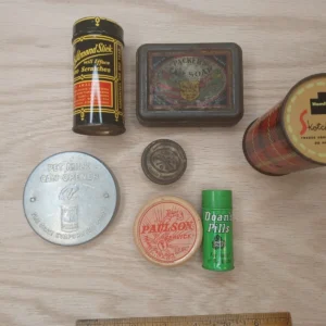 Vintage Advertising Cans Tin Cans Old AD Canister Advertisement Tin Can Lot