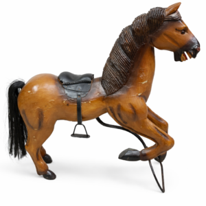 Vintage Horse Carousel Steel And Wood Galloping Stallion Horse Art Statue Lot