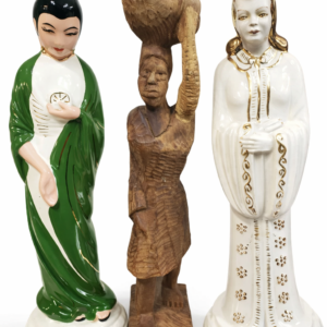 Vintage Porcelain Wood Asian African Bride? Lot Of Old Statues Large Old Art...