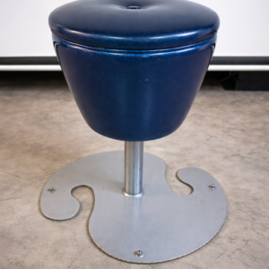 Vintage Mid Century Modern Blue Metal Stool Industrial Pedestal Seat Retro