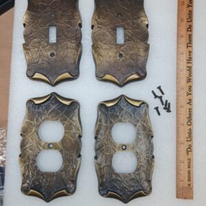 Vintage CSA Gothic 1970s brass Elaborate light switches electrical faceplate covers
