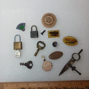 Vintage Junk Drawer Lot MLB pins advertising memorabilia pin lot