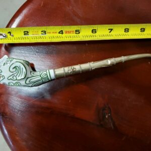 Vintage Japanese Ceramic Elephant Pipe Silver Accent Long Smoking Pipe Asian Decor