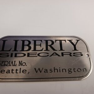 Vintage Liberty Sidecars Steel ID Plate Badge Serial No Seattle Motorcycle Tag Emblem