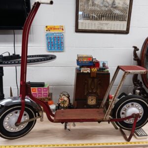 RARE Vintage Garton Scooter Pressed Steel Toy USA Antique Metal Scooter Ride-On Toy