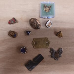 WWII Military Pins Lot P38 Can Opener KOPs Service Awards Vintage Army Collectibles