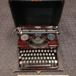 The Royal Vintage Portable Typewriter Faux Wood Case Mahogany Style Collectible