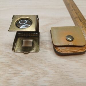 Gaebel Vintage Brass Fold Up Magnifier Loupe Leather Case E Syracuse NY Optical Tool