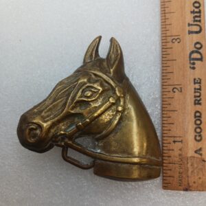 Antique Brass Horse Head Belt Buckle ROC Vintage Western Equestrian Cowboy Buckle