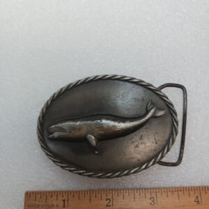 Miles Barber Scrimshaw Ltd Whale Belt Buckle Vintage New York Nautical Brass Buckle