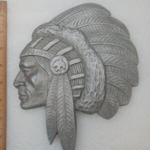 Vintage Indian Motorcycle Cast Aluminum Indian Head Plaque 9x7 Wall Art Estate Find