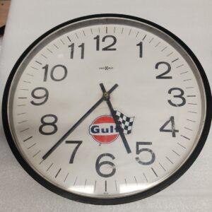 Vintage Howard Miller 12” Electric Gulf Racing Advertising Wall Clock Gas Oil Collectible