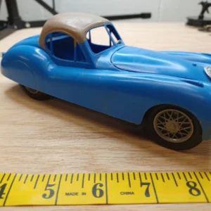 Vintage Ideal Jaguar Toy Car Blue Sports Car Made in USA Diecast Plastic Collectible