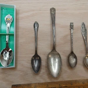 Vintage Silver Spoon Lot of 5 Antique Spoons Baby Spoon State Souvenir Collectible Set