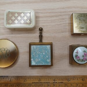 Vintage guilloche enamel Neiman Marcus Compact Ladies Pill Boxes Old Portable