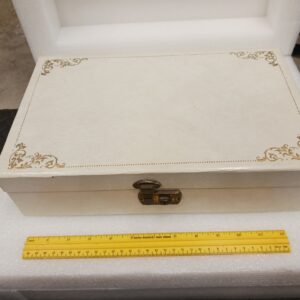 Vintage Cream Large Jewelry Box Old Antique 14" Jewelry Box Case Lot